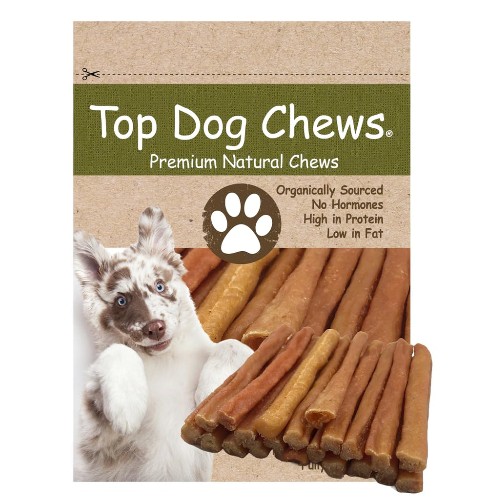 Top Dog Chews Tendón de Pavo Round Suave, snack dental natural para perros.