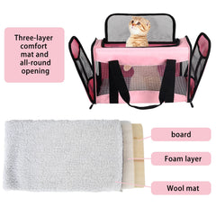 Top tasta transportín con malla de ventilación para flujo de aire.