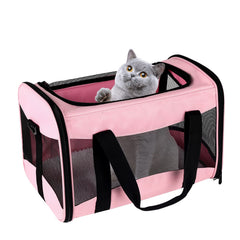 Top tasta transportín para gatos tamaño XL, rosa, ideal para viajes.