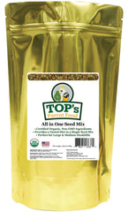 TOP's Parrot Food presenta la mezcla todo-en-uno para aves grandes, ideal para variedad dietética.