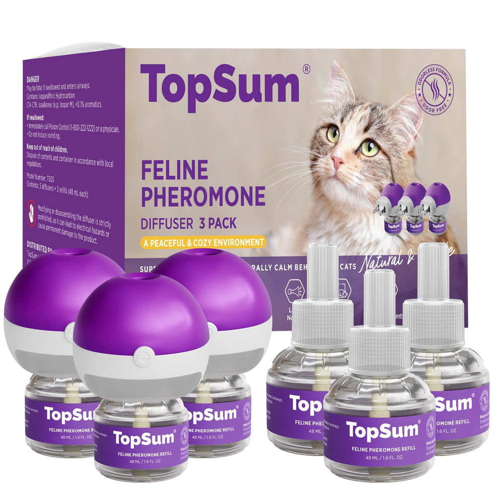 TopSum difusor de feromonas para gatos, paquete de 3 difusores para un hogar más tranquilo