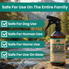 Trail Guard protege contra pulgas, garrapatas y mosquitos en casa y exterior.