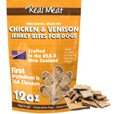 TRMC bocadillos de carne real venado y pollo en bolsa de 12 onzas, ideal para entrenamiento.