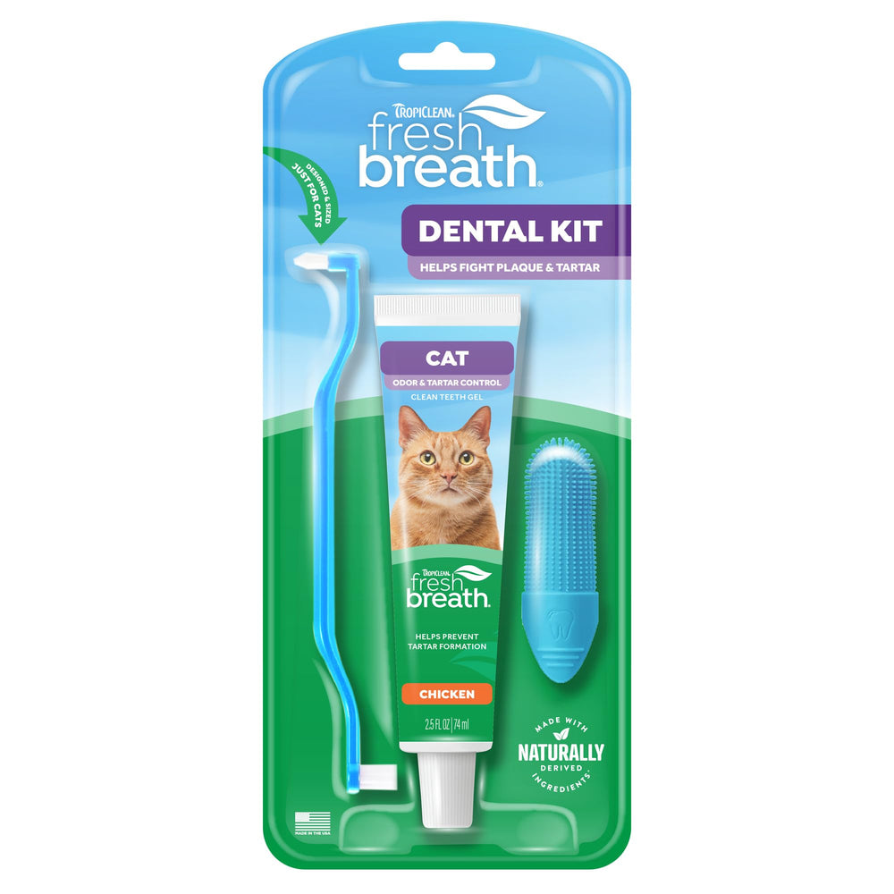 Cepillo dental ergonómico TropiClean para gatos mejora la limpieza en casa.