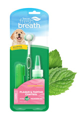 TropiClean kit de limpieza dental para cachorros con cepillo y gel para una boca fresca