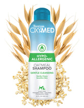 TropiClean OxyMed Champú para perros, botella de cuidado suave para piel sensible.