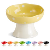 TRUNDISAN cuenco gato elevado cerámico amarillo favorece postura cómoda al comer
