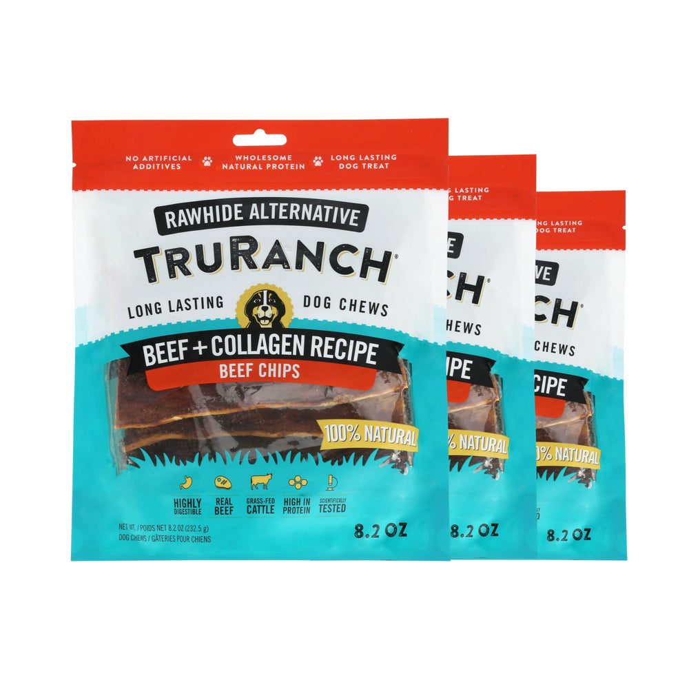 TRURANCH Chips Colágeno para perros, sabor ternera, premio sabroso para cada mordida
