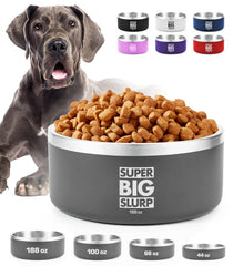 Cuenco Tuff Pupper de alta capacidad para comida y agua, ideal para perros grandes.