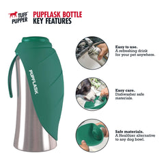 PupFlask de Tuff Pupper, versión 40 onzas, perfecta para paseos largos.