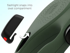 TUG Oval 360° con linterna integrada para paseos nocturnos más seguros.