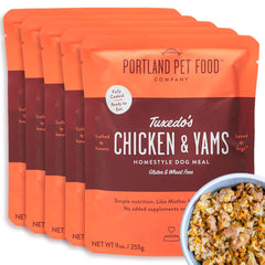 Tuxedo Pollo y Boniatos, bolsa abierta: snack práctico para perros