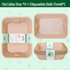 Twlead bandeja de papel reciclado, ecoamigable y desechable para gatos.