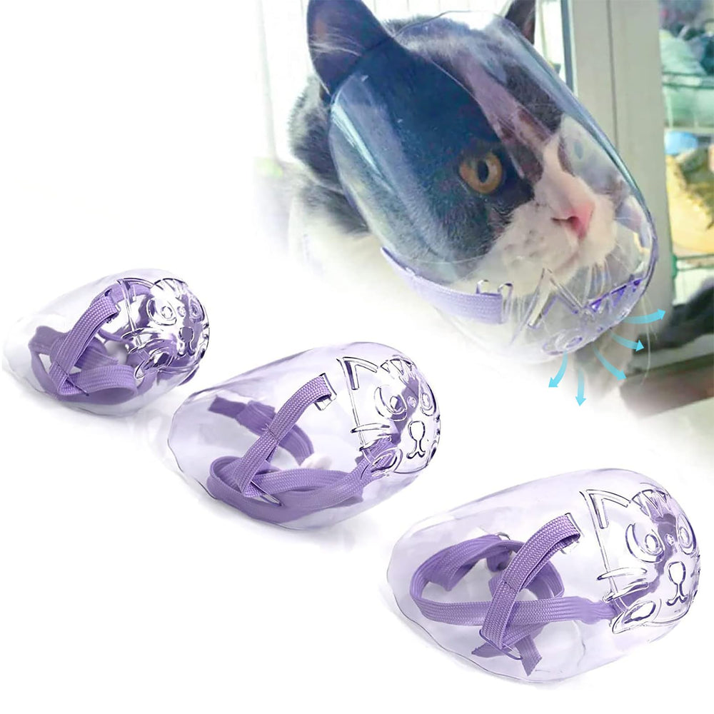 Bozal de gato transparente de Tylulikaty, permite ver durante el aseo y reduce ansiedad.