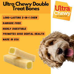 Ultra Chewy Double Treat Bones – lot de 9 os pour chien.