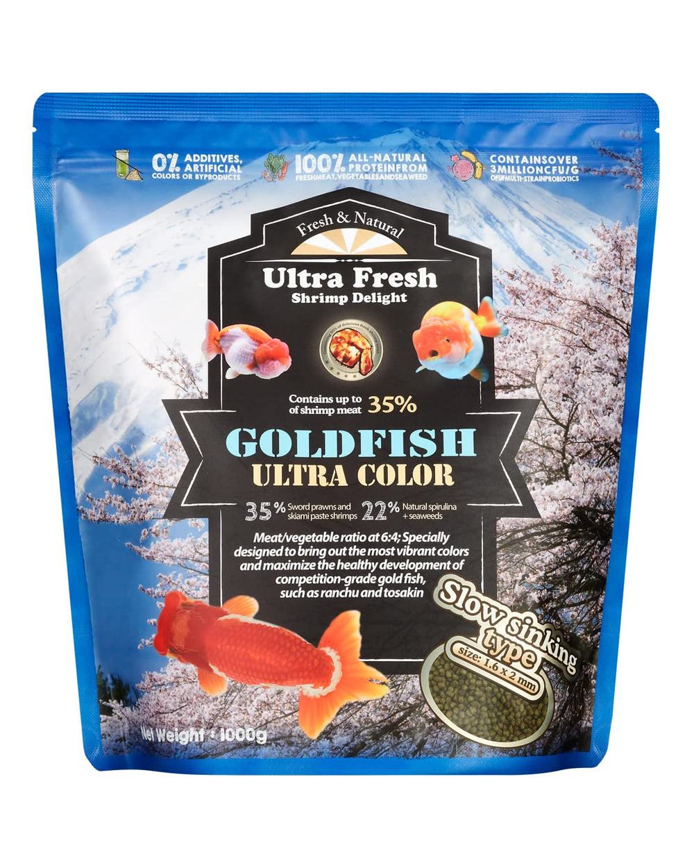 Ultra Fresh comida para pez dorado: pellets de hundimiento lento para consumo diario