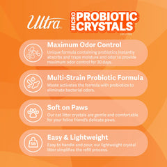 ULTRA Probiotic Crystals, gato caminando sobre arena suave, confort diario