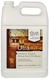 UltraCruz aceite germen trigo equino en botella, favorece un pelaje saludable.