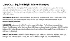 UltraCruz Equine Bright White Shampoo: textura cremosa que facilita la limpieza suave.