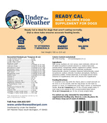 Under the Weather Ready Cal, etiqueta clara que facilita identificación de ingredientes y uso.