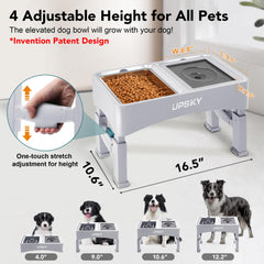 Upsky stand elevable blanco para perros ofrece estabilidad durante la comida