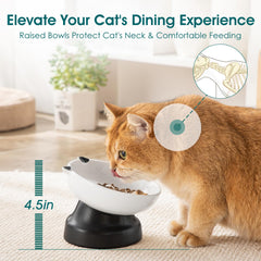 Vancasso base elevada para gatos, promueve una postura ergonómica durante la comida.