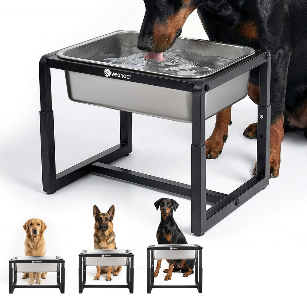 Bebedero Veehoo de gran capacidad para perros grandes, ideal para varias mascotas.