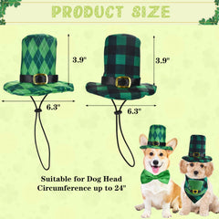 Vehomy sombrero San Patricio con diseño diamante y hebilla decorativa para mascota.