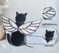Velasyart recuerdo para gato en vitral, transmite colores vivos y consuelo.