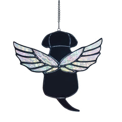 Velasyart vidrio teñido con ala de ángel arcoiris, para recordar al perro con luz