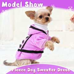 Vestido-invierno-para-perro-pequeno, forro suave que aporta calidez durante el paseo.