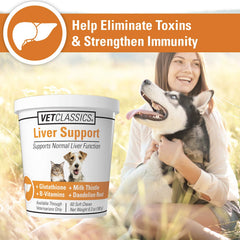 Vet Classics Liver Support: pastillas masticables con vitaminas B y glutatión.