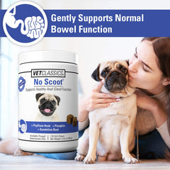 Vet Classics No Scoot ofrece soporte digestivo y fibra para perros.