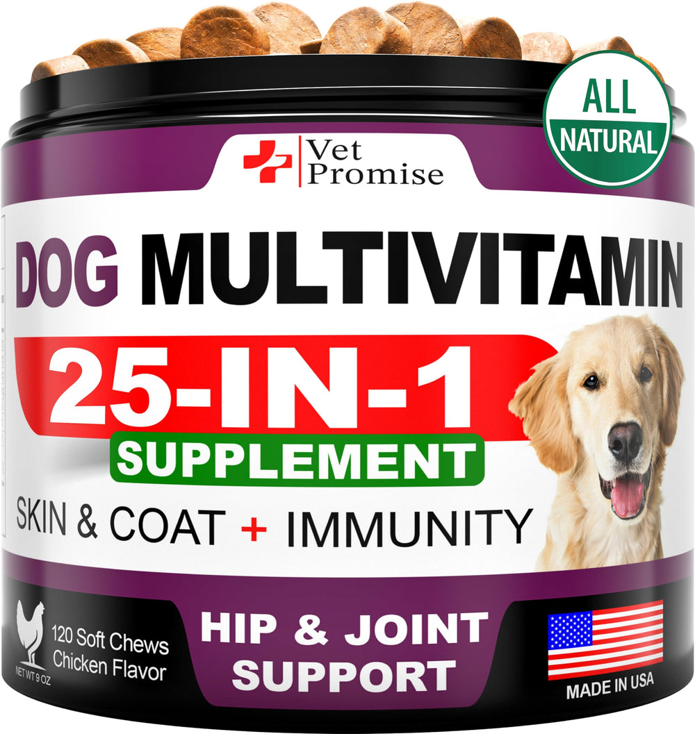 Vet Promise Multivitamin para perros, botella de masticables, apoyo a la salud general