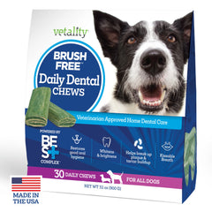 Vetality masticables dentales para perros en empaque frontal, ideal para rutina diaria.