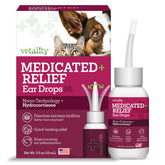 Gotas oticas Vetality en frasco de 60 ml para perros, fácil de aplicar