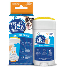 Vetality Twist-Lick gel: aplicación fácil para el cuidado dental diario del perro.