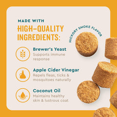 VetIQ Flea & Tick Support bottle on counter, natural protection.