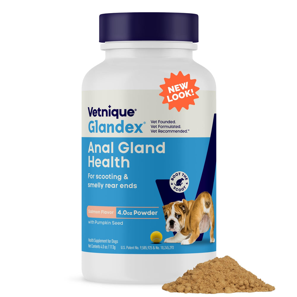 Glandex polvo anal gland de Vetnique, ayuda a vaciar glándulas y digestión.