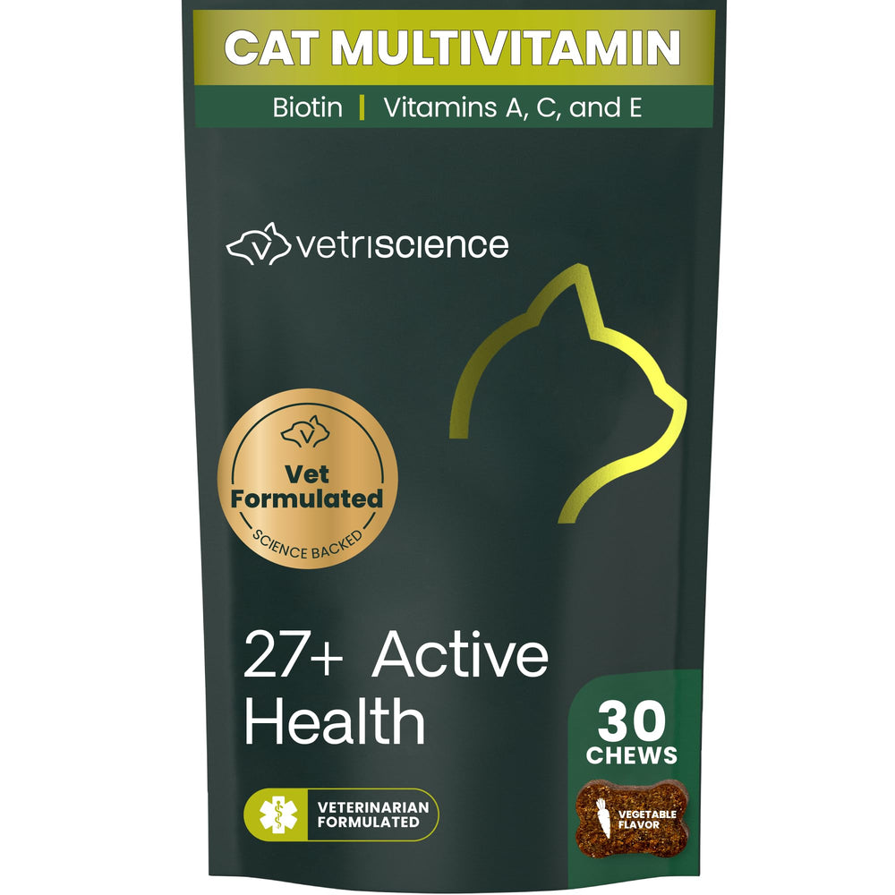 VetriScience 27+ Active Health: gomitas para gato con sabor a pescado, apoyo diario a la salud general.