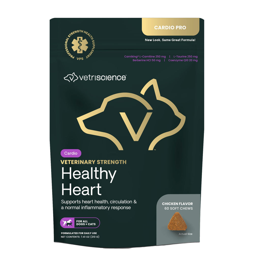 VETRISCIENCE Corazón saludable: empaque del suplemento para mascotas.