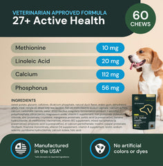Sabor pato en masticables VetriScience para energía diaria del perro.