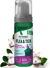 Vet's Best champú seco sin enjuague para gatos, limpieza rápida sin mojar.