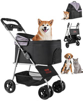 VEVOR coche de paseo para mascotas plegable, ideal para viajar con perros pequeños.