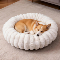 Cama donut Vhen When para perros y gatos en blanco, suave y envolvente