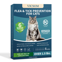 Gotas VICSOM para gatos, aplicación fácil y protección rápida contra pulgas.