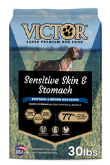 VICTOR bolsa de comida para perro sensible, favorece piel y estómago saludables.