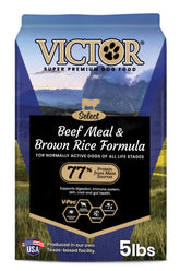 VICTOR Select con carne de res y arroz integral, kibble crujiente para perros activos.