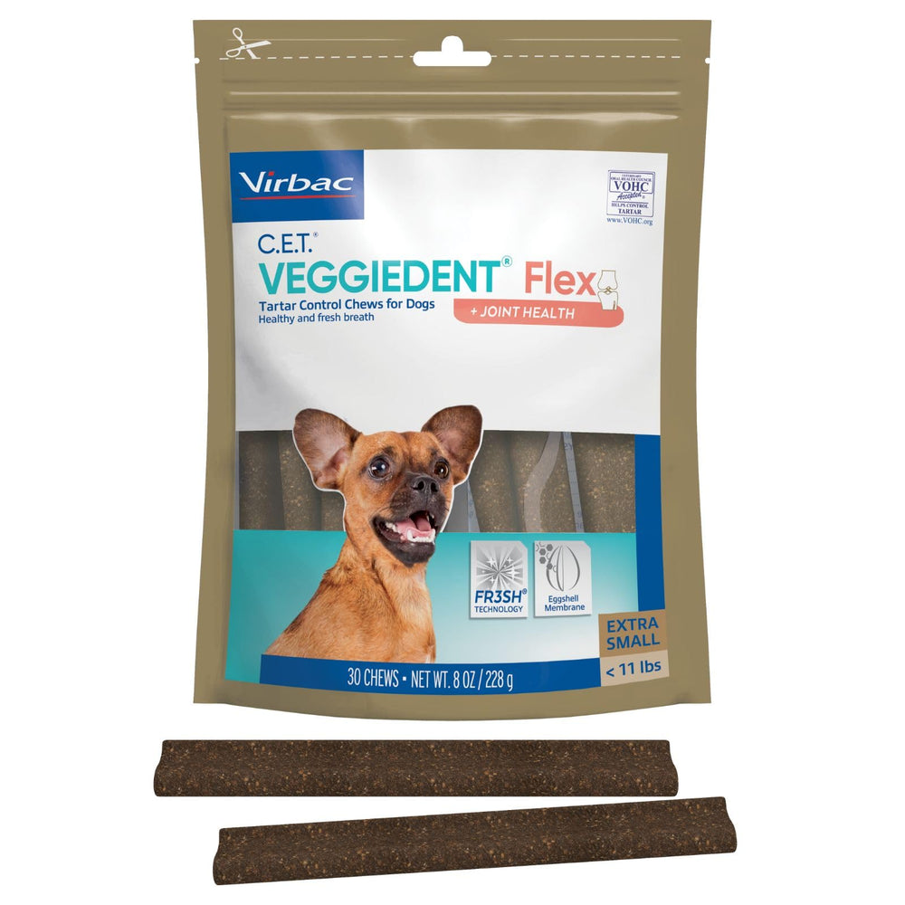 Virbac C.E.T. Veggiedent Flex, limpieza de dientes en cada mordida para perros pequeños