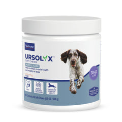 Virbac URSOLYX masticables suaves, frasco de 60 unidades, mejora la movilidad en perros mayores.
